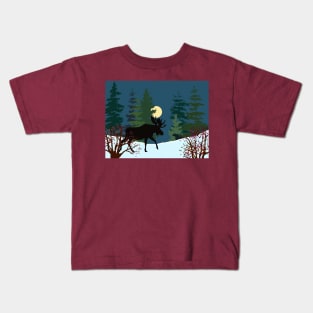 The Moose, the Bear and the Moon Kids T-Shirt